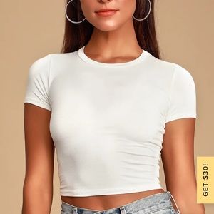 NWT Lulus Basics White Crop T-shirt